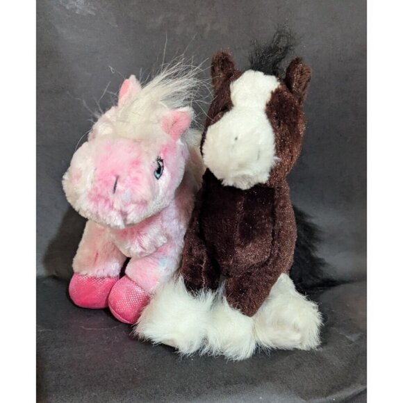Ganz Webkinz Pink & Brown Plush Horses 8" Stuffed Animal Toys Soft & Cuddly - Picture 2 of 11